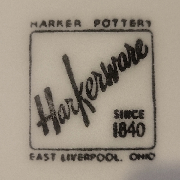 Vtg Harker Pottery Serving Platter Porcelain 22Kt Gold Accents Courtship Pattern - Picture 6 of 7